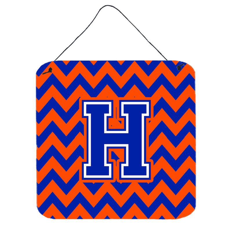 Décoration murale chevron, Bleu / Orange, H