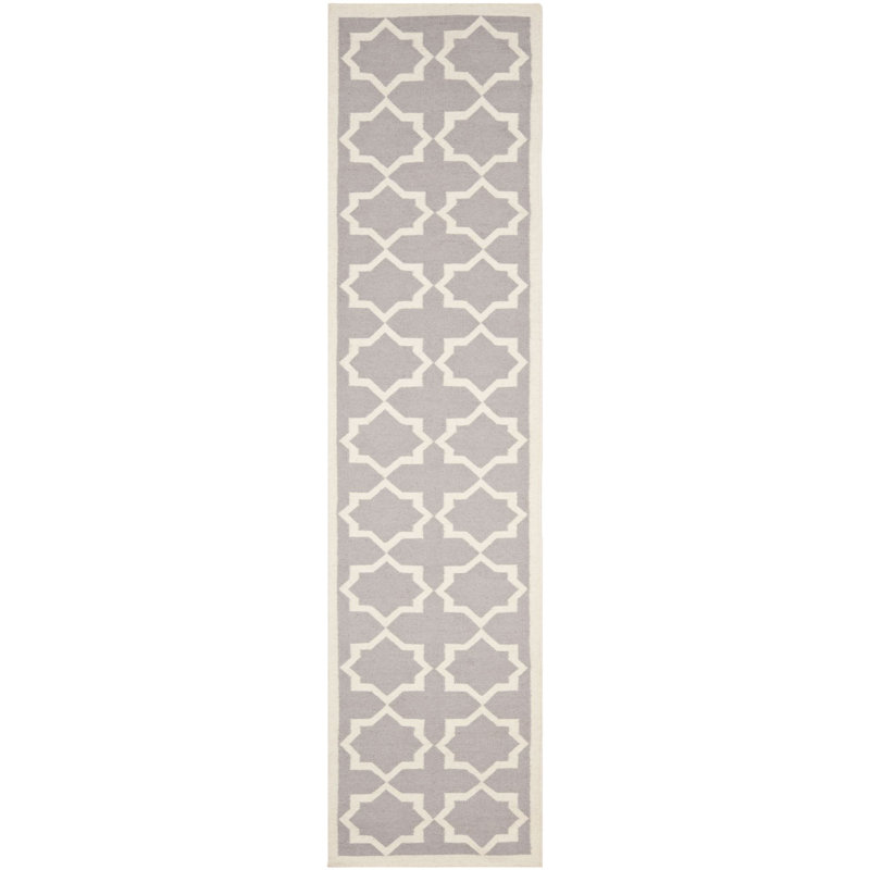 Geometric Wool Hand Woven Area Rug, Runner 76 x 305cm
