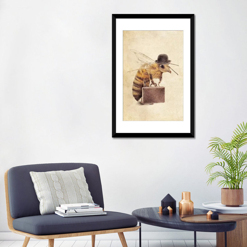 «Worker Bee», impression sur toile tendue, Papier d'art encadré noir, Blanc, H 32 po x l 24 po x P 1 po