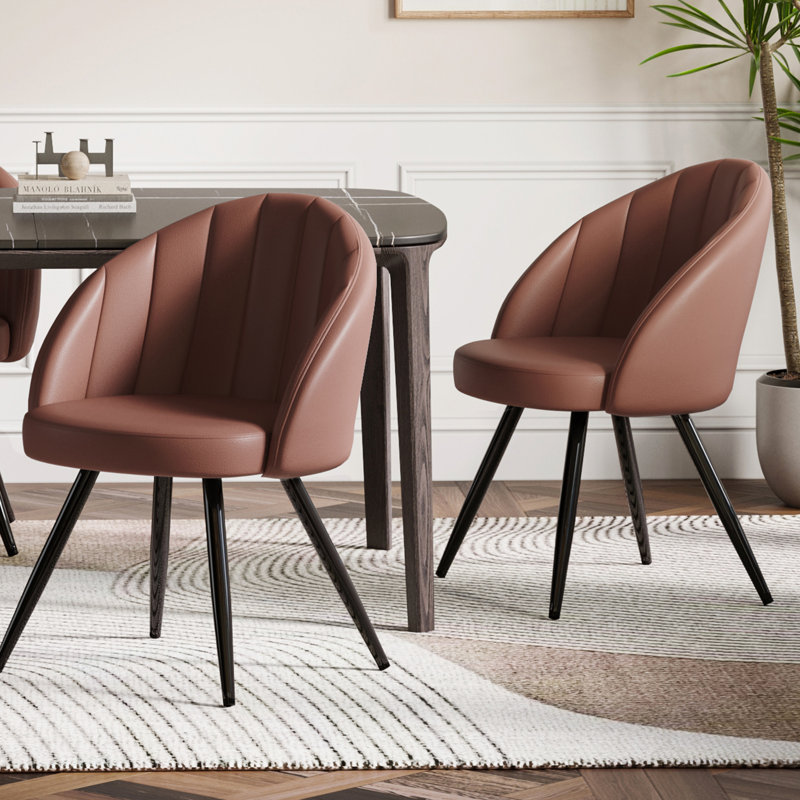 41cm H Upholstered Upholstered Back Armchair, Brown, 2