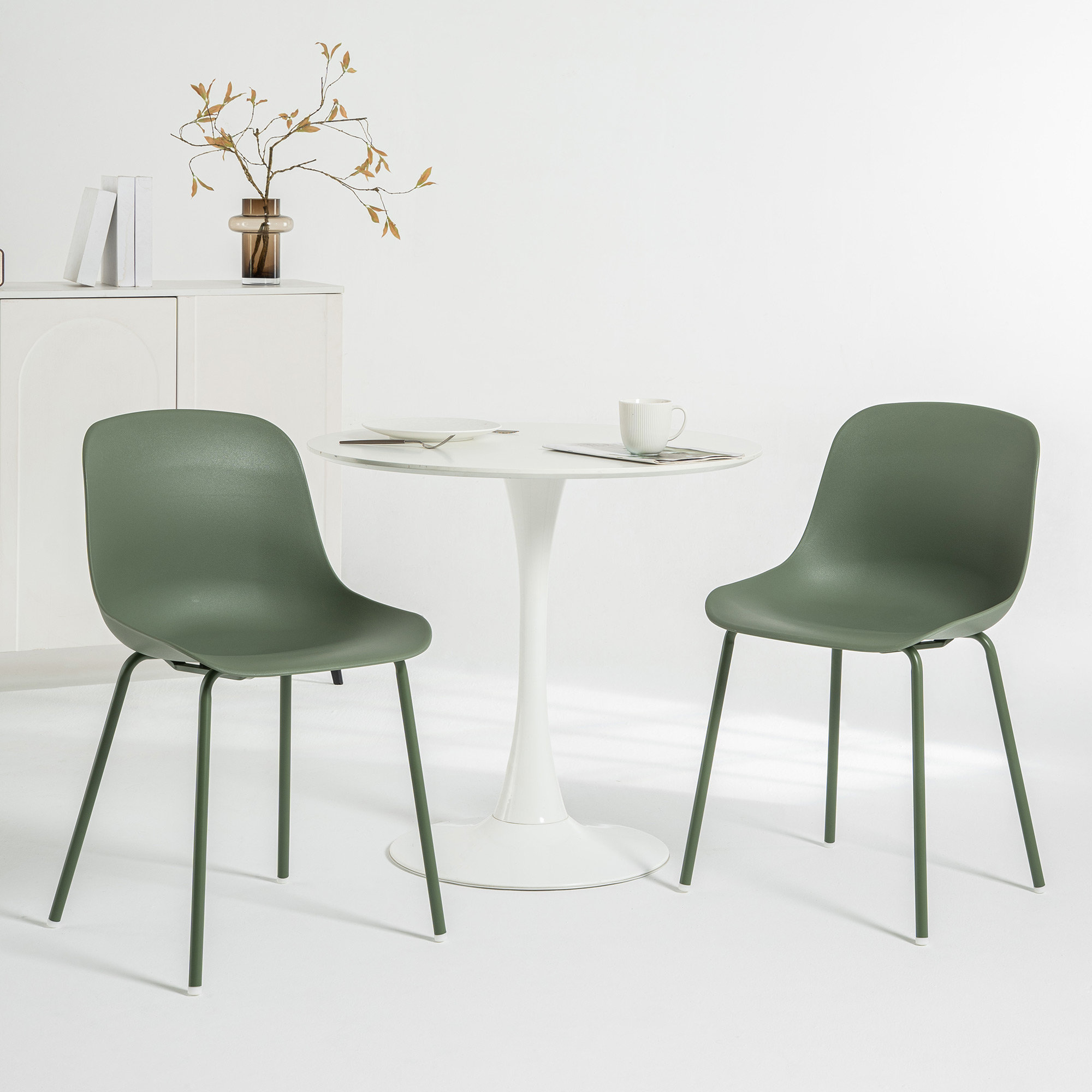 Meli Armless Dining Chairs, Green