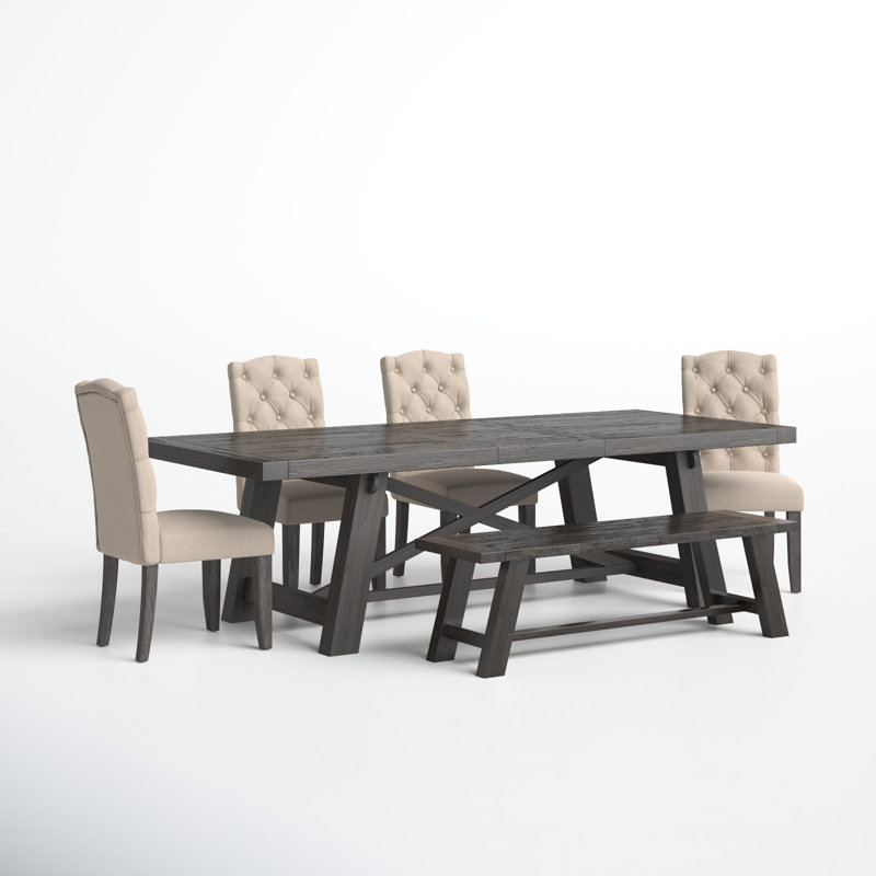 Bianca 6-Person Extendable Solid Wood Dining Set