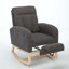 Modern Accent Rocking Chair with Solid Wood Legs, Comfy Upholstered Nursery Glider, High Backrest and Side Pocket-2102772395