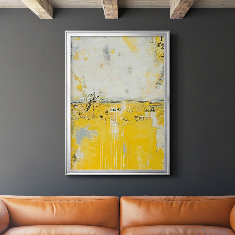 " Yellow Bound ", Silver, 36.5" H x 26.5" W x 1" D