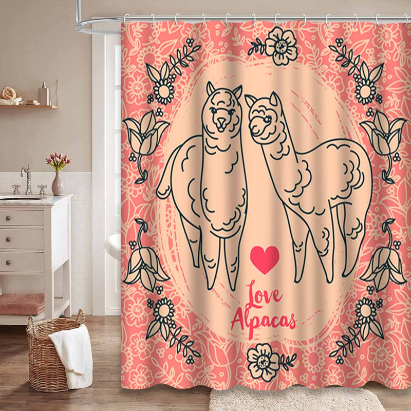 Rideau de douche imperméable à motif floral avec 12 crochets, L 72 po x l 72 po