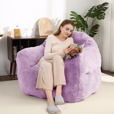 Fauteuil à billes surdimensionné en fausse fourrure de lapin moelleux avec accoudoirs, rembourrage en éponge à haute élasticité, canapé-lit confortable pour le dortoir de la chambre à coucher du salon