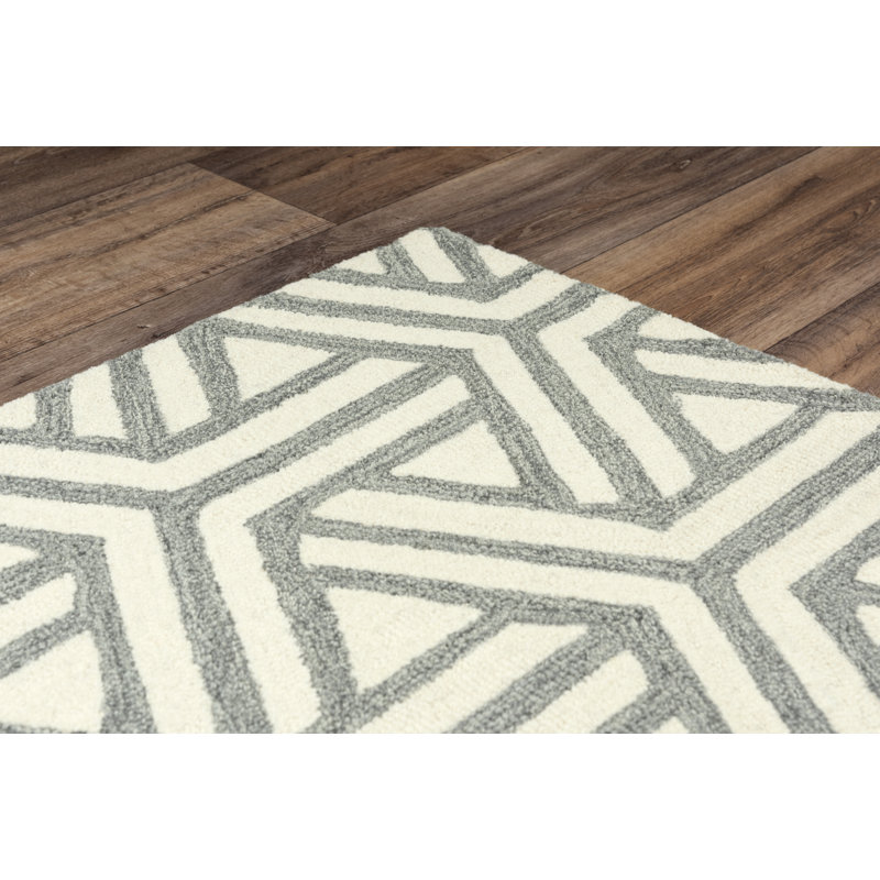 Wool Geometric Indoor Rug, Rectangle 5' x 7'6"