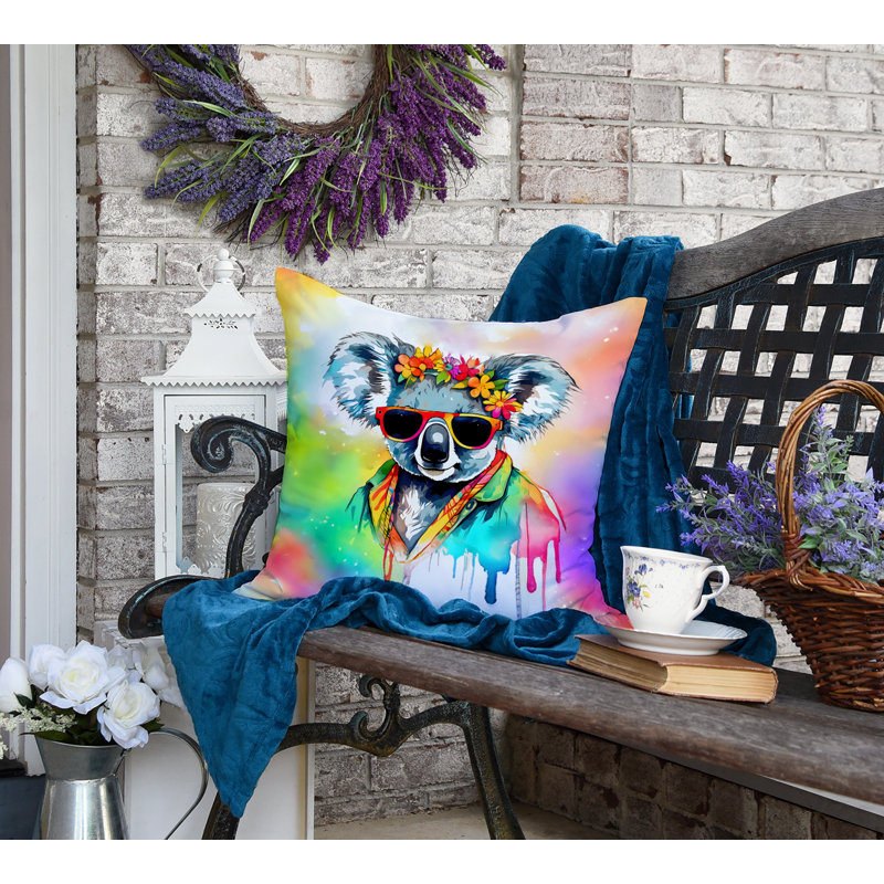Hippie Animals Other/No Pattern Throw Pillow, 18"H x 18"W
