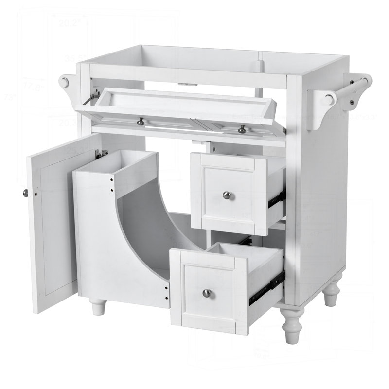 Meuble-lavabo moderne avec plusieurs tiroirs et fonctions de rangement avancées, Blanc