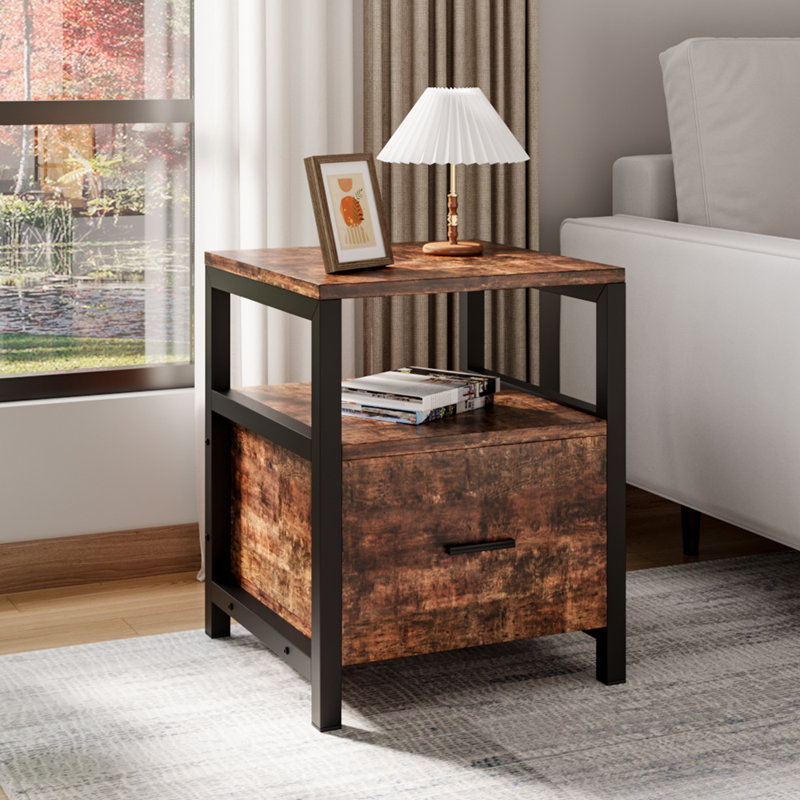 45cm W Metal Bedside Table