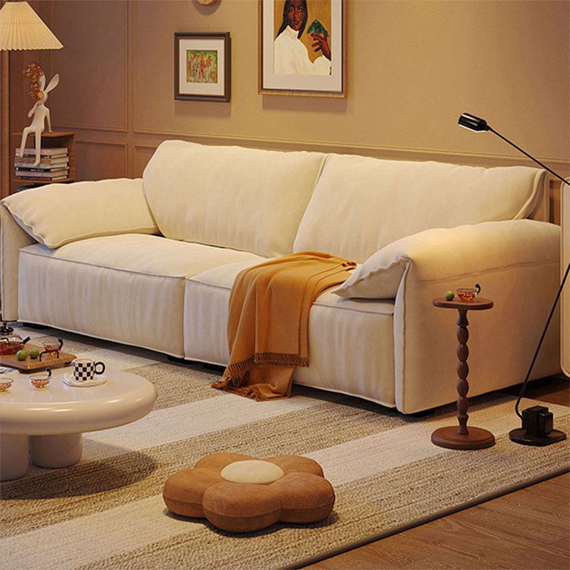 Canapé-lit modulaire en polyester blanc avec coussins, H 33,46 po x L 94,49 po x l 41,34 po