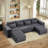 132.2" U-Shaped Cloud Sectional Sofa – Deep Seat, Black Upholstered, Modern Living Room Couch, No Assembly, Modular, Spacious & Comfortable-1949871323