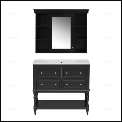 Meuble-lavabo de 36 po avec armoire à miroir et tablette réglable