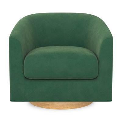 Swivel Accent Chair, Fabric Barrel Chair for Living Room,Upholstered Modern Barrel-Curved Arm, Linen by Latitude Run