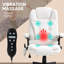 Fauteuil de bureau vibrant blanc crème à 6 points, avec dossier chauffant, dossier haut inclinable, accoudoirs rembourrés et télécommande-1052973573