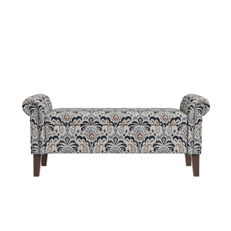 Conrad Storage Ottoman, Browwn+Navy