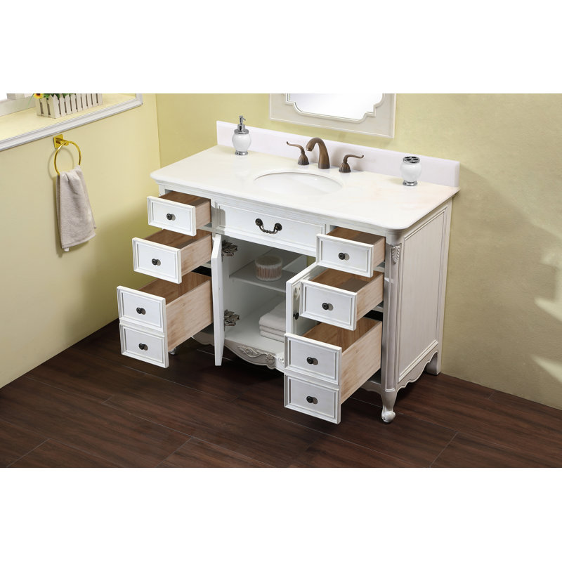 Ensemble de meuble-lavabo simple 48 po Angelique, Blanc, Blanc Guangxi
