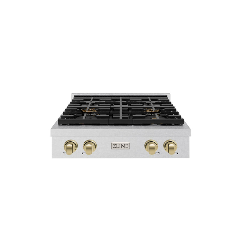ZLINE Autograph Edition 30 in. Paramount Gas Rangetop with 4 Burner DuoPro Cooktop in Stainless Steel and Champagne Bronze Accents