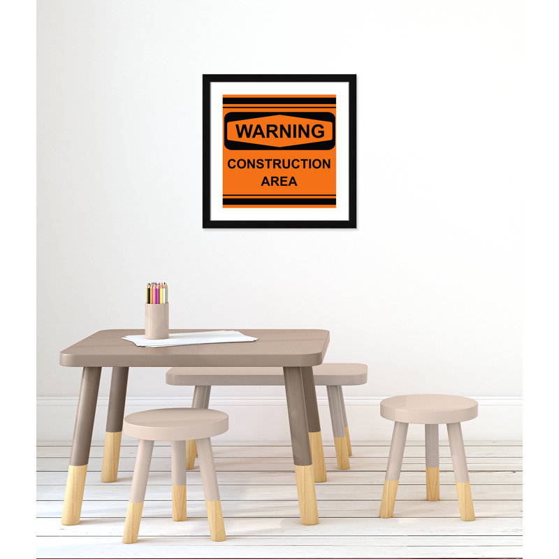 Avertissement 2 impression sur papier, H 24,5 po x l 24,5 po x P 0,63 po, Cadre noir