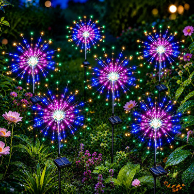 8 Modes Solar Firework Lights Outdoor Waterproof 120 LED Garden Landscape Light for 4th of July Decorations