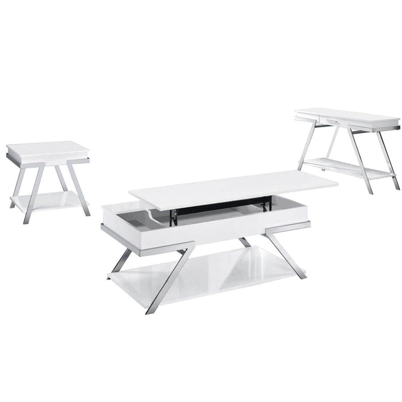 Rectangular Console Table With And Open Storage Function High Gloss Finish Legs