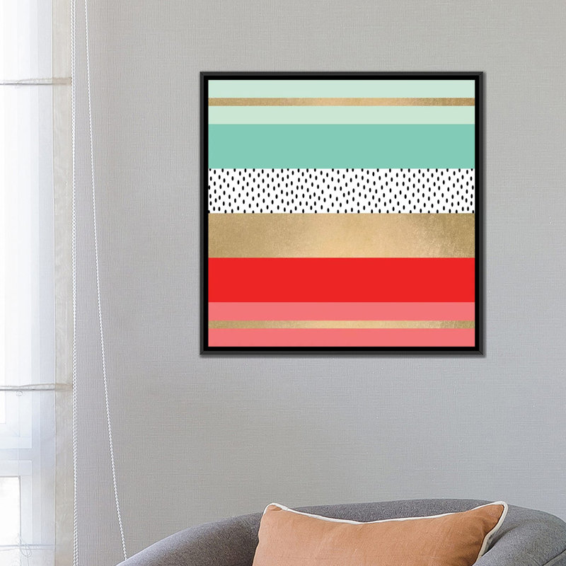 « summer fraîche », impression sur toile tendue, H 26 po x l 26 po x P 1,5 po, Toile avec cadre noir, Pas de tapis