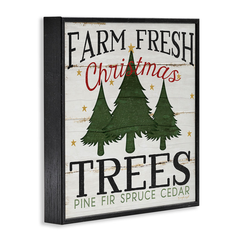 «Farm Fresh Christmas Trees», impression, H 24 po x l 24 po, Giclée encadrée noir minuit