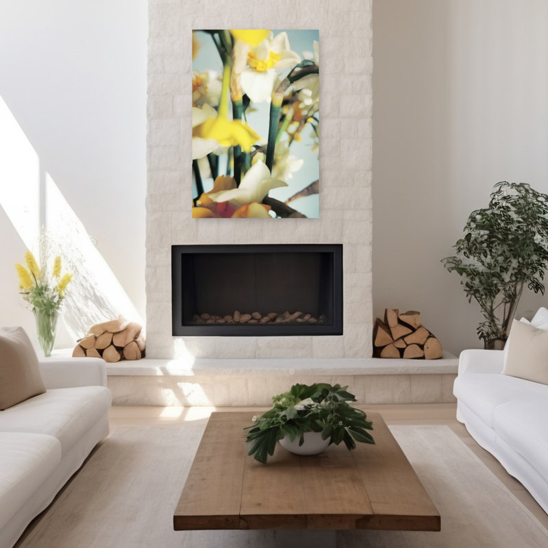 Art contemporain avec art floral, H 48 po x l 32 po