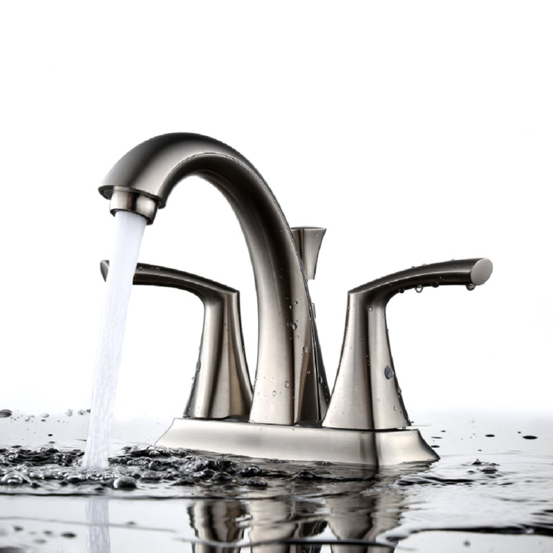 2-handle Bathroom Faucet with Drain Assembly, Brushed Nickel