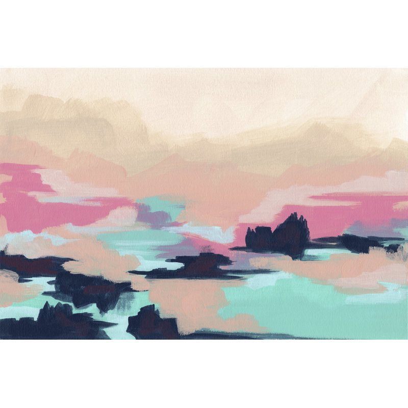 Calypso Coast I - Painting, 30cm H x 46cm W, Black Floater Framed