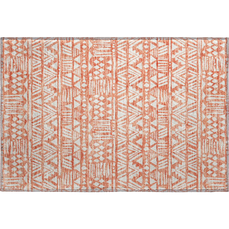 Premium Machine Washable Prisco Coral Rug, Rectangle 1'8" x 2'6"