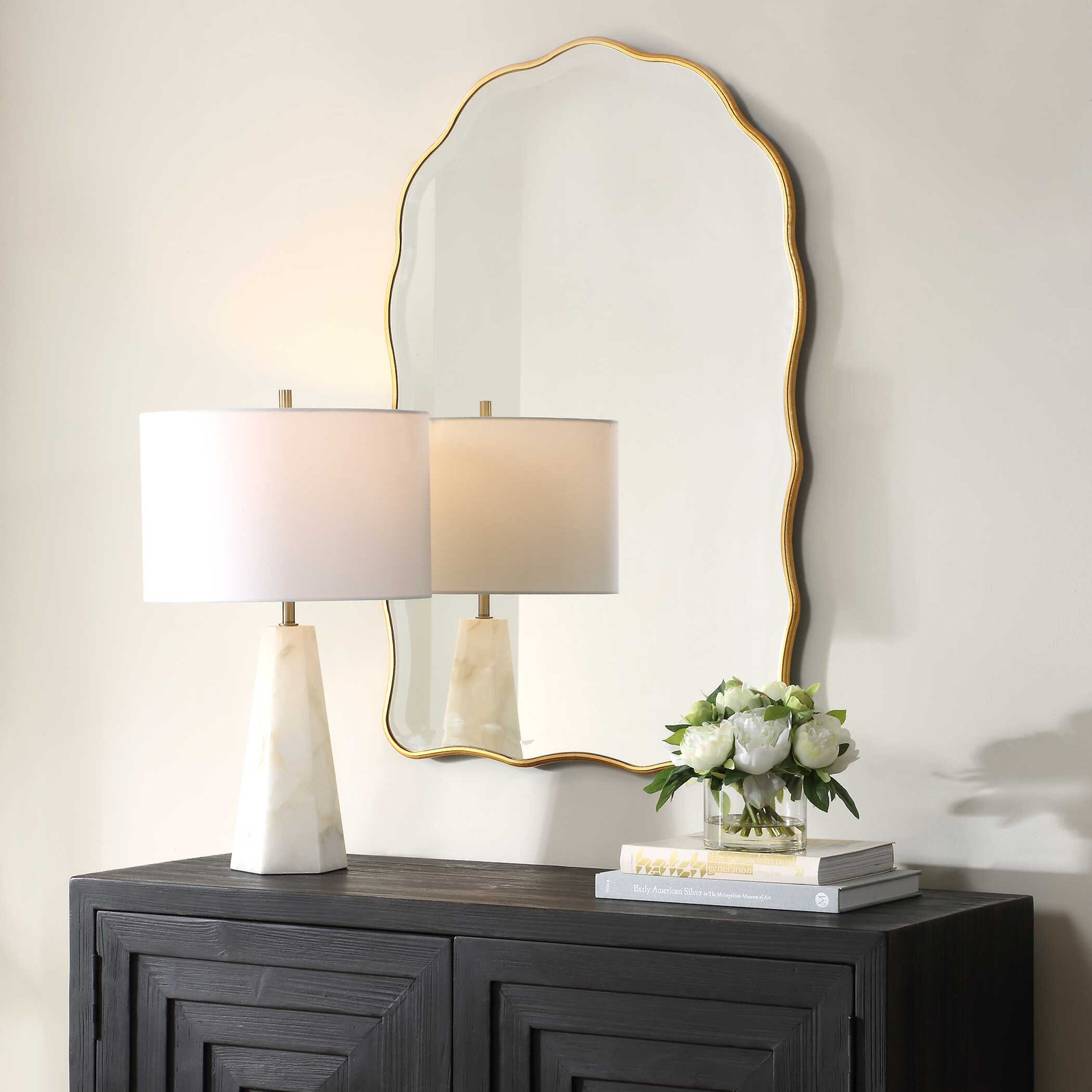 Katerina Accent Mirror, Gold, 35'' H X 23'' W, Scalloped