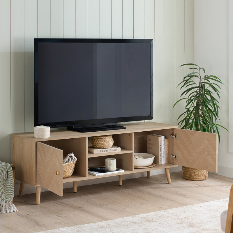 Mardell Tv Unit for TV's up to 58" - 140CM Width - Herringbone/Chevron Effect TV Stand, OAK