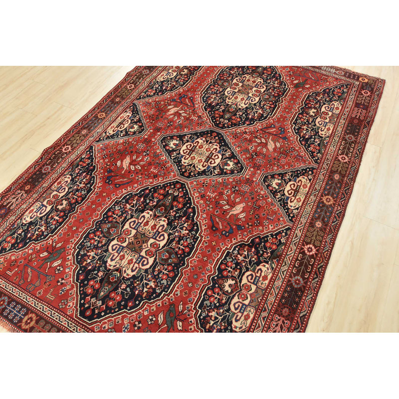 Tapis rouge en laine des années 70 5 pi 5 po x 8 pi 1 po Mykaella