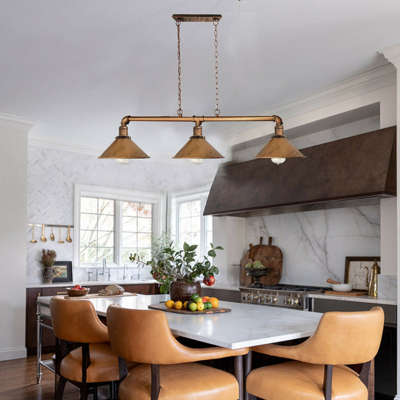 Wiesner 3 - Light Kitchen Island Pendant, Brushed Copper