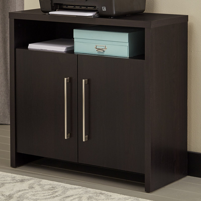 2 Door Accent Storage Cabinet Black Walnut finish, Black