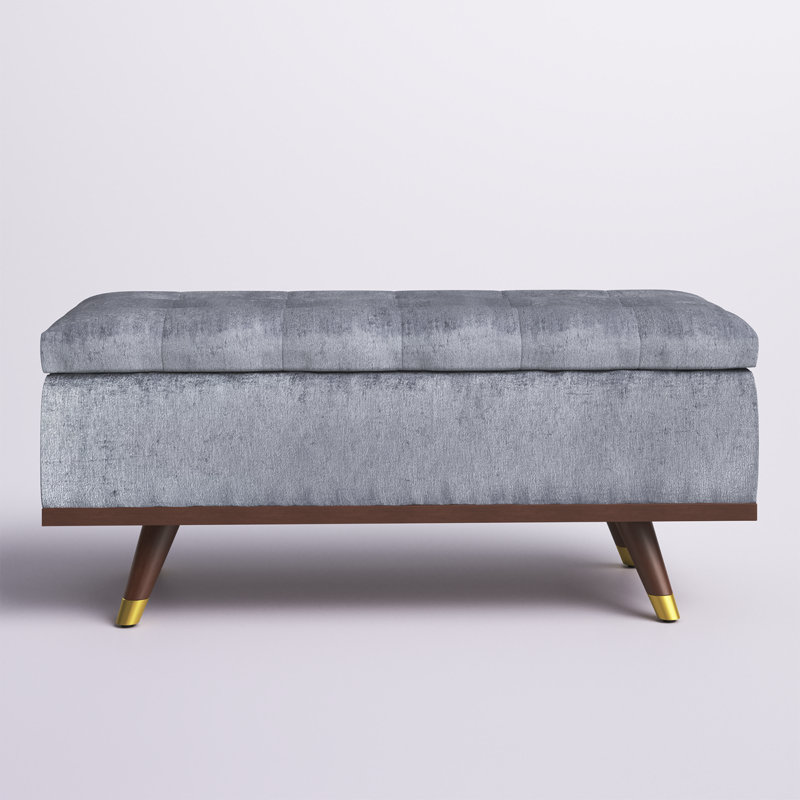 Banc de rangement à couvercle rabattable Nannie, Gris ardoise