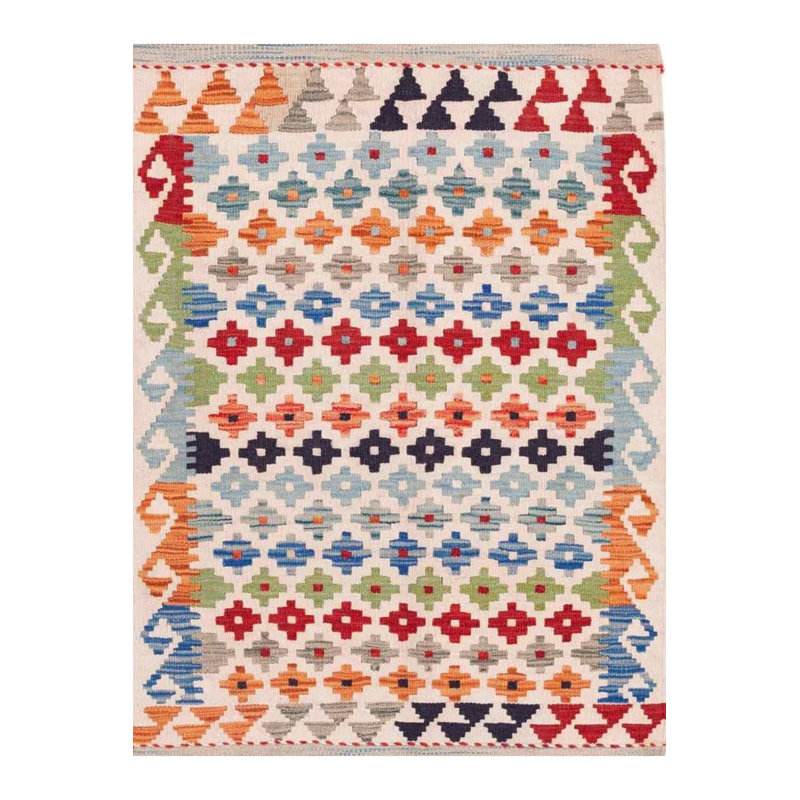 Machine Washable Multicolor Geometric Pattern Vintage Decorative Rug, Rectangle 3'3" x 4'11" Rug Pad Included