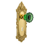 Victorian Plate with Decorative Keyhole and Crystal Emerald Door Knob
