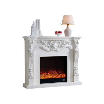White Manufactured Wood Electric Fireplace