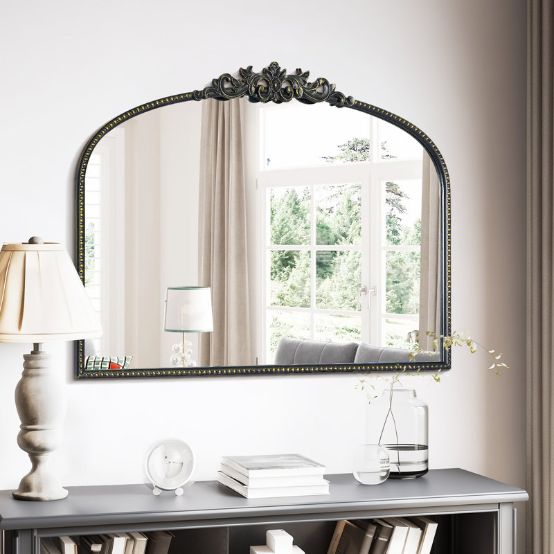 Miroir mural en verre Kiany , 24 po x 32 po, Noir