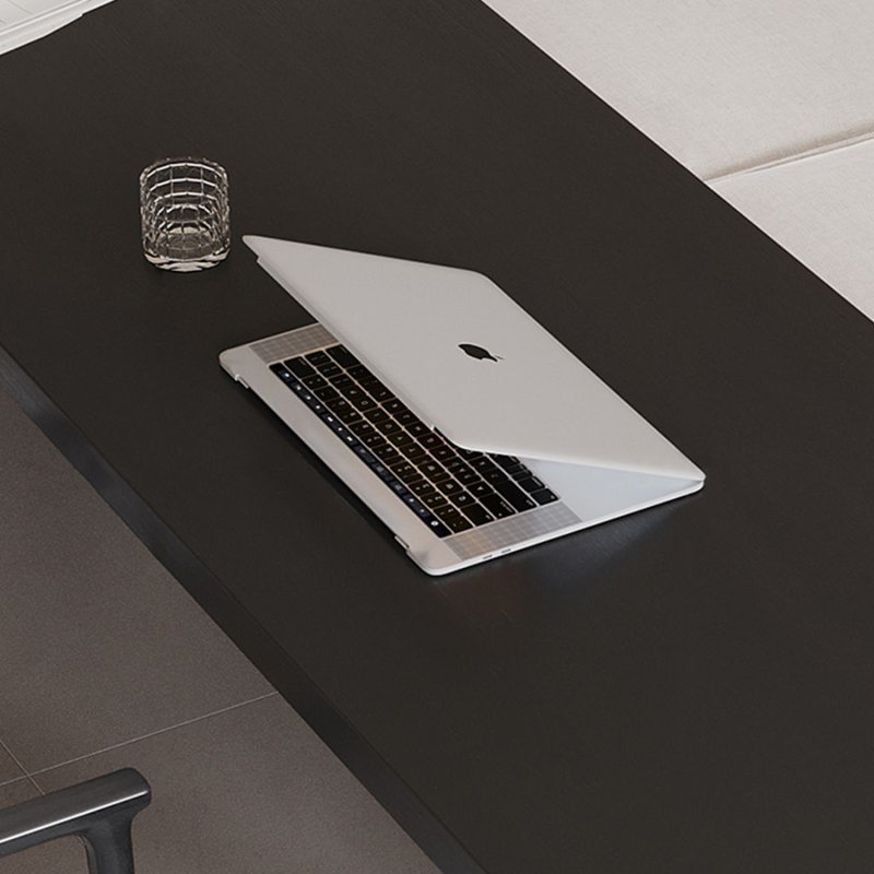 Bureau d'écriture rectangulaire en bois massif noir, H 29,53 po x l 86,61 po x P 23,62 po
