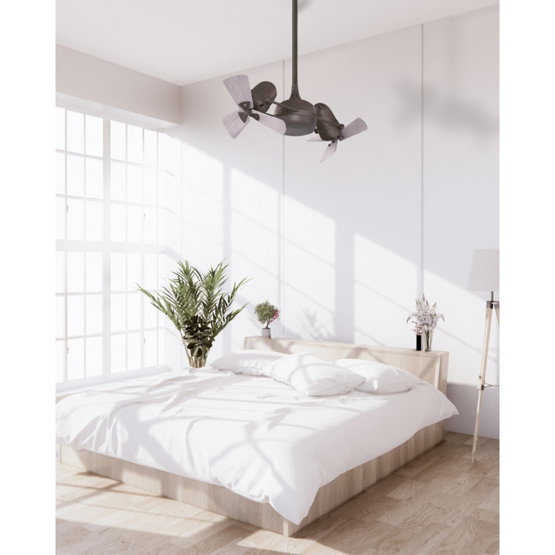 Ventilateur de plafond standard à 16 pales de 16 po avec télécommande, Bronze texturé, Ton bois de grange