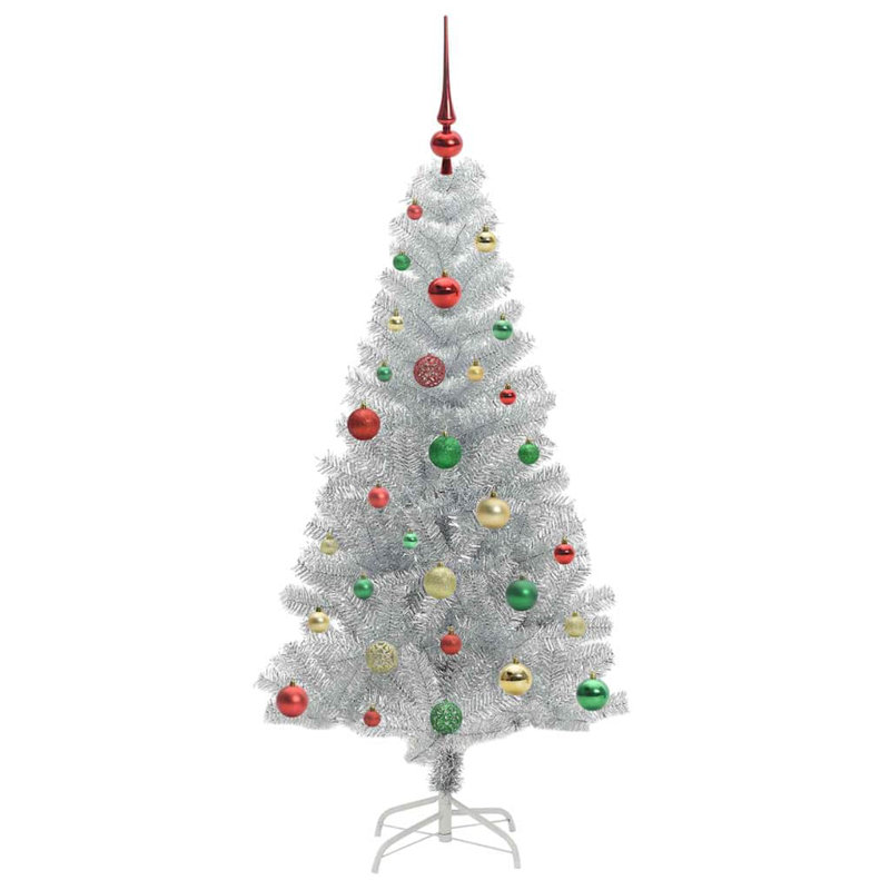 vidaXL Christmas Tree with 300 LEDs with Stand Silver PET, 4.92 ft