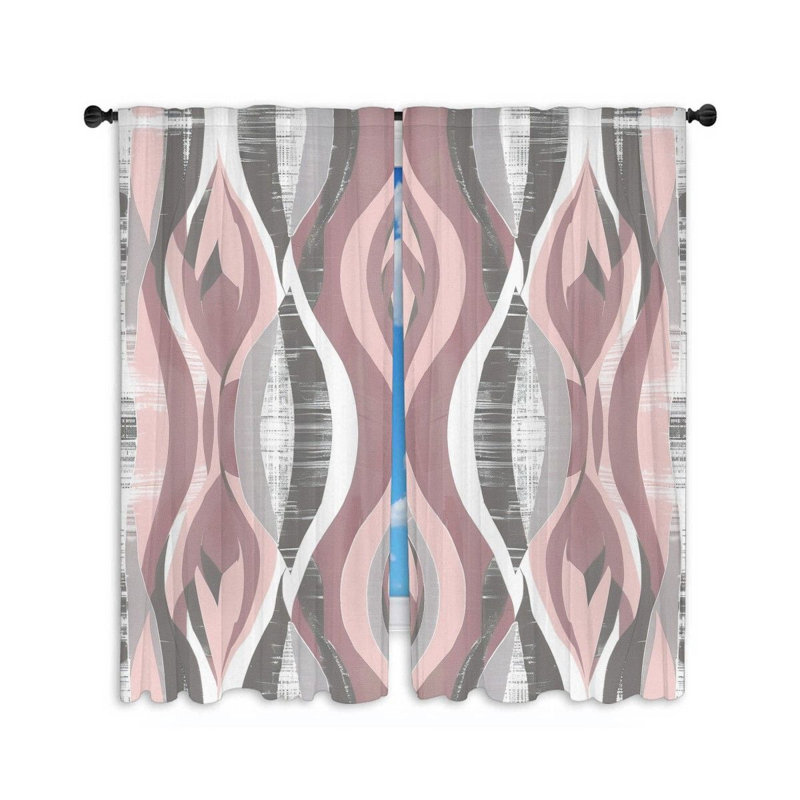 Œuvre de rideaux à motif de pétales à symétrie florale - 2 panneaux, L 56 po x L 80 po
