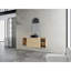 Meuble-lavabo mural 54 po avec lavabo d'art en céramique et 2 tablettes de rangement, 2 portes à fermeture en douceur, emballage KD, contreplaqué