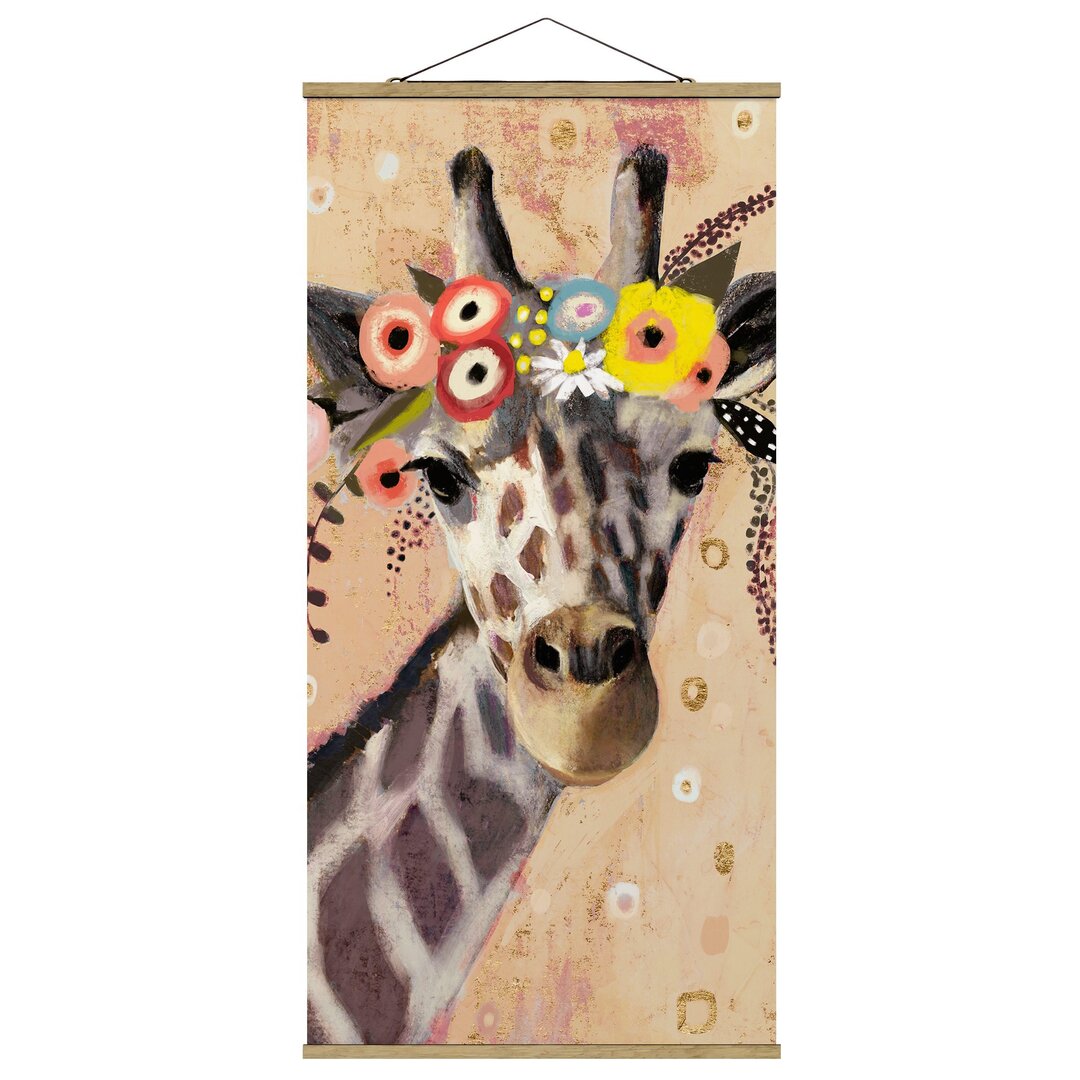 Stoffbild Mit Posterleisten - Klimt Giraffe - Hochformat 2:1