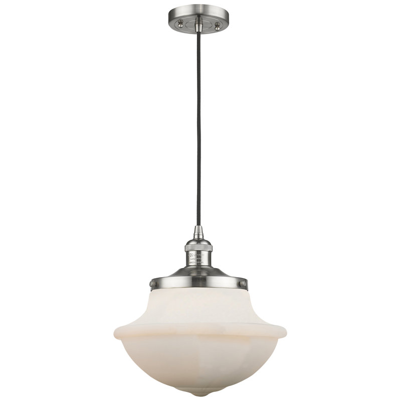 Baptiste 1 - Light Single Pendant, No Bulb Included, Matte White, Brushed Satin Nickel