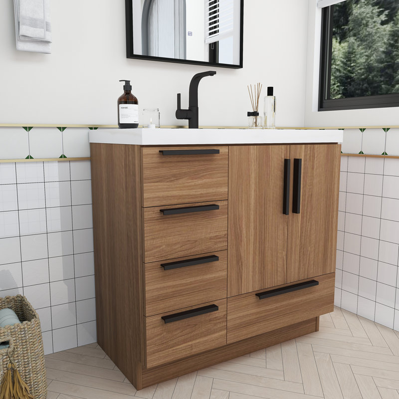 Havendale 36" Free Standing Vanity With Acrylic Sink, Walnut