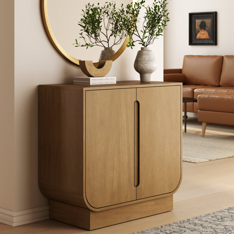 Armoire décorative arquée Mid-Century moderne en brun clair, Marron clair